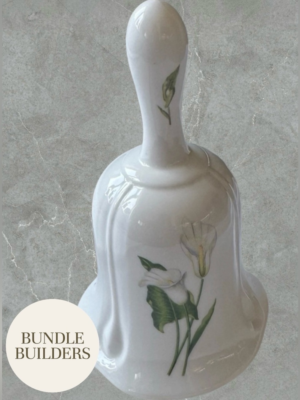 $10 Add-on | Staffordshire Fine Bone China Bell with Peace Lily Floral Design